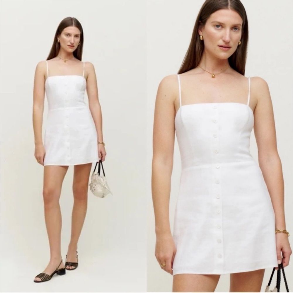 Reformation Huckleberry Linen Dress in White Size 10 NWT $ 178 - Picture 3 of 7